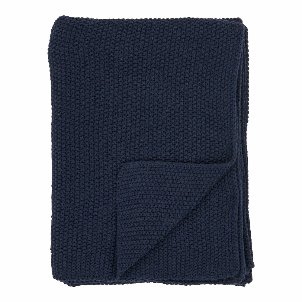 Plaid coton recyclé bleu foncé 130 x 170 cm