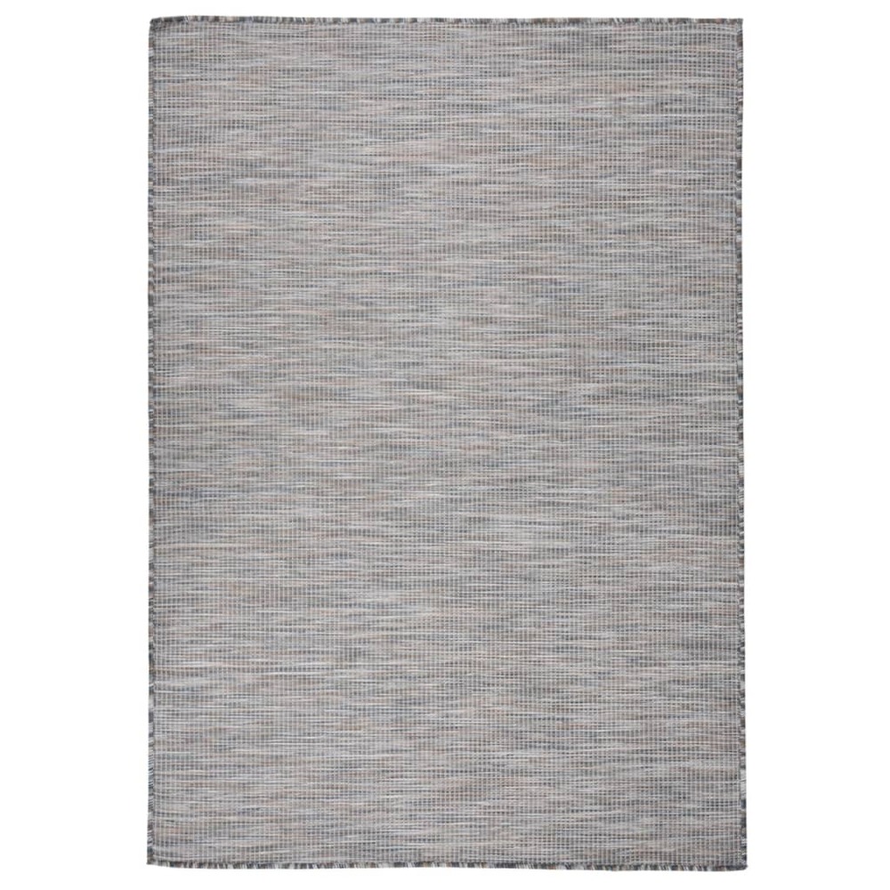 Tapis à tissage plat d'extérieur 140x200 cm marron et bleu