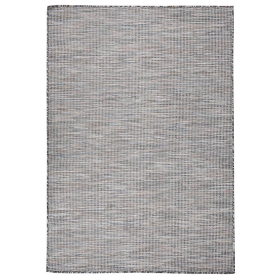 Tapis à tissage plat d'extérieur 140x200 cm marron et bleu