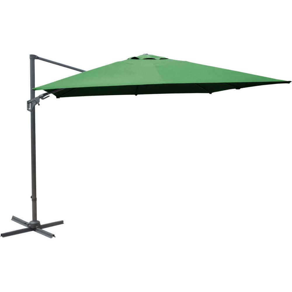 Parasol déporté orientable 360° inclinable gauche droite 3 x 3 m orient vert