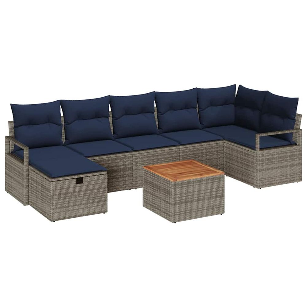 Ensemble de canapé de jardin 8 pc gris polyrotin