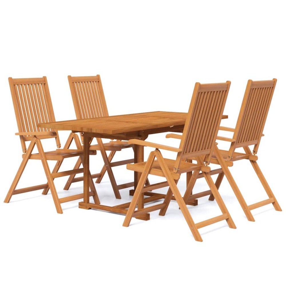 Ensemble à manger de jardin 5 pcs bois d'acacia massif 120-170 cm