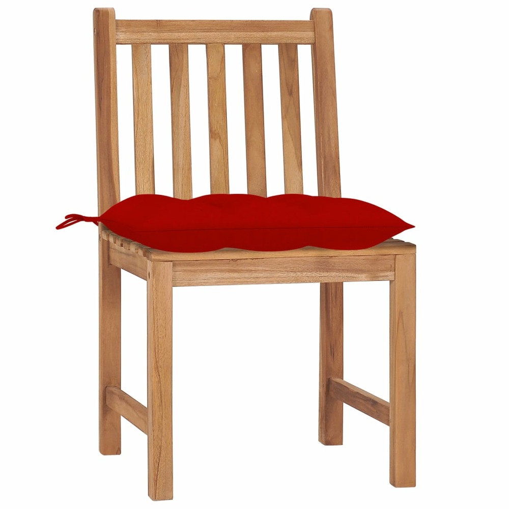 Chaises de jardin lot de 4 avec coussins bois de teck massif