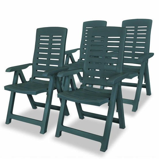 Chaises inclinables de jardin lot de 4 plastique vert