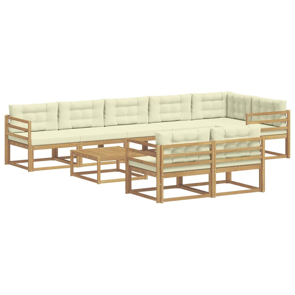 Ensemble de canapés d'extérieur 9 pc blanc et crème polyester