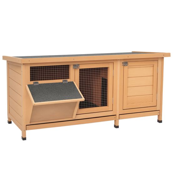 Clapier sur pied bois extérieur intérieur toit bitumé ouvrant bois naturel noir
