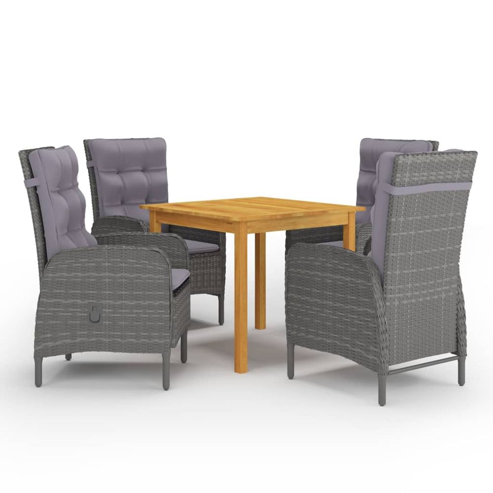 Ensemble à manger de jardin 5 pcs gris
