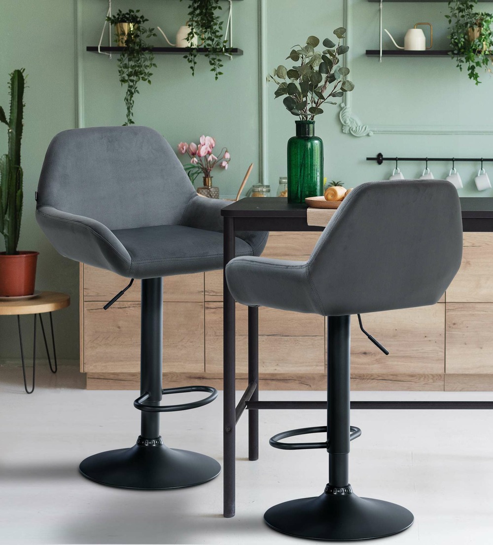 Lot de 2 tabourets de bar braga velours noir