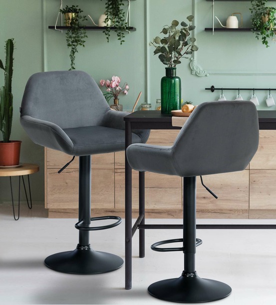 Lot de 2 tabourets de bar braga velours noir