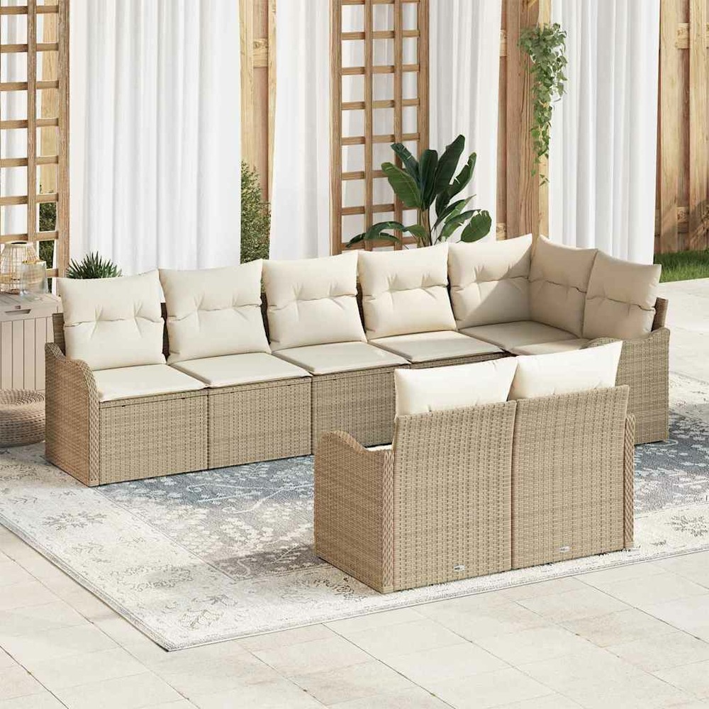 Ensemble de canapé de jardin beige polyrotin