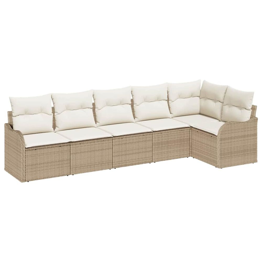 Ensemble de canapé de jardin 6 pc beige polyrotin