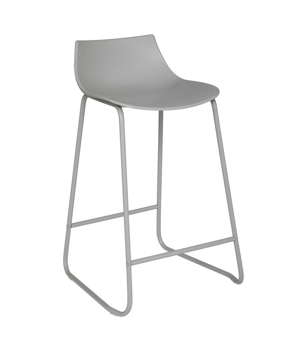 Tabouret de bar gris pieds en métal h 82 cm
