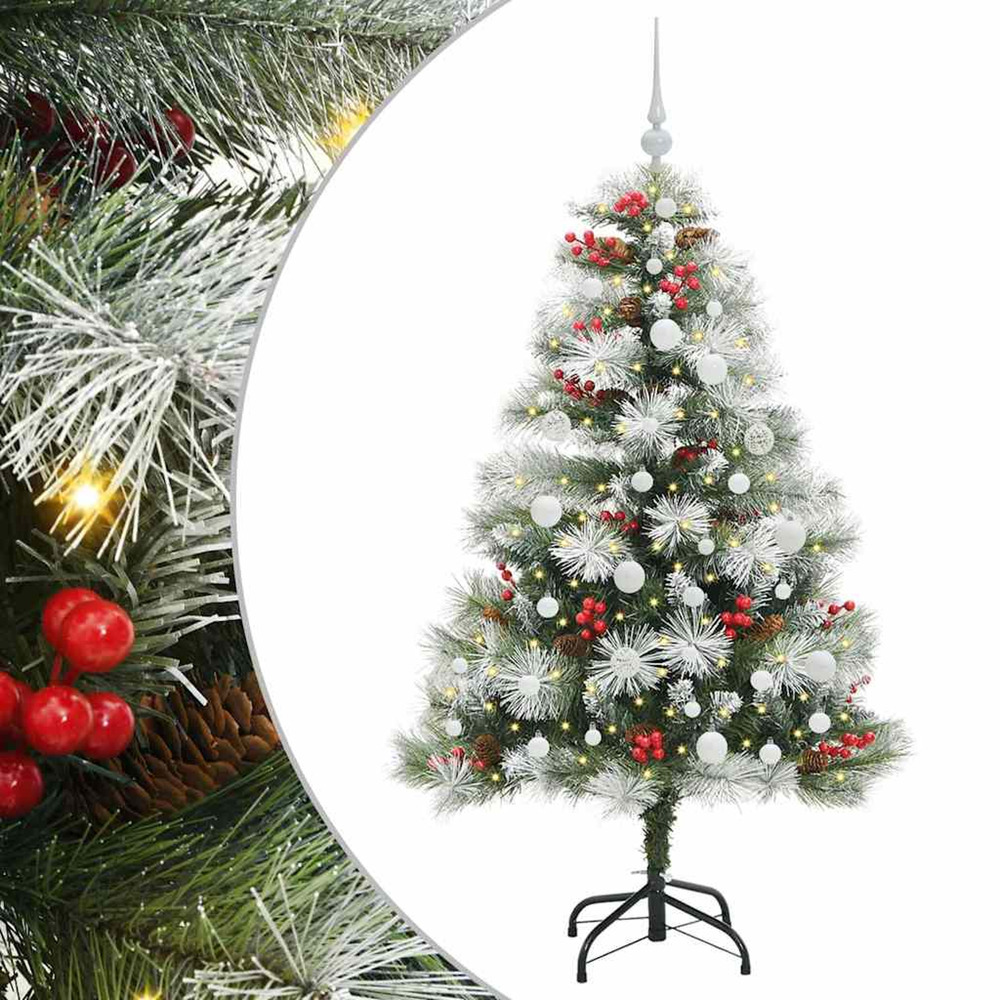 Sapin de noël artificiel vert et blanc 150 cm