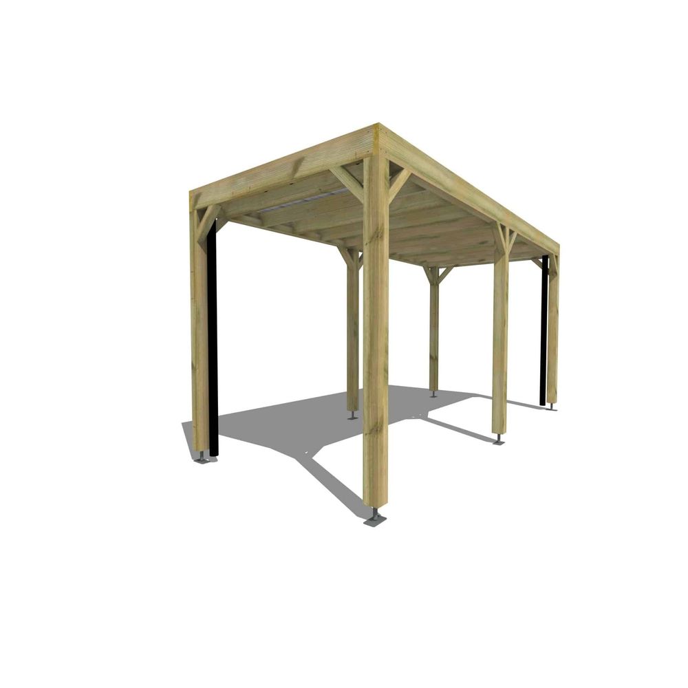 Carport bois autoportant 11 m² • 5 x 2 m • hauteur de passage 2,37 m • sens profondeur • livraison comprise