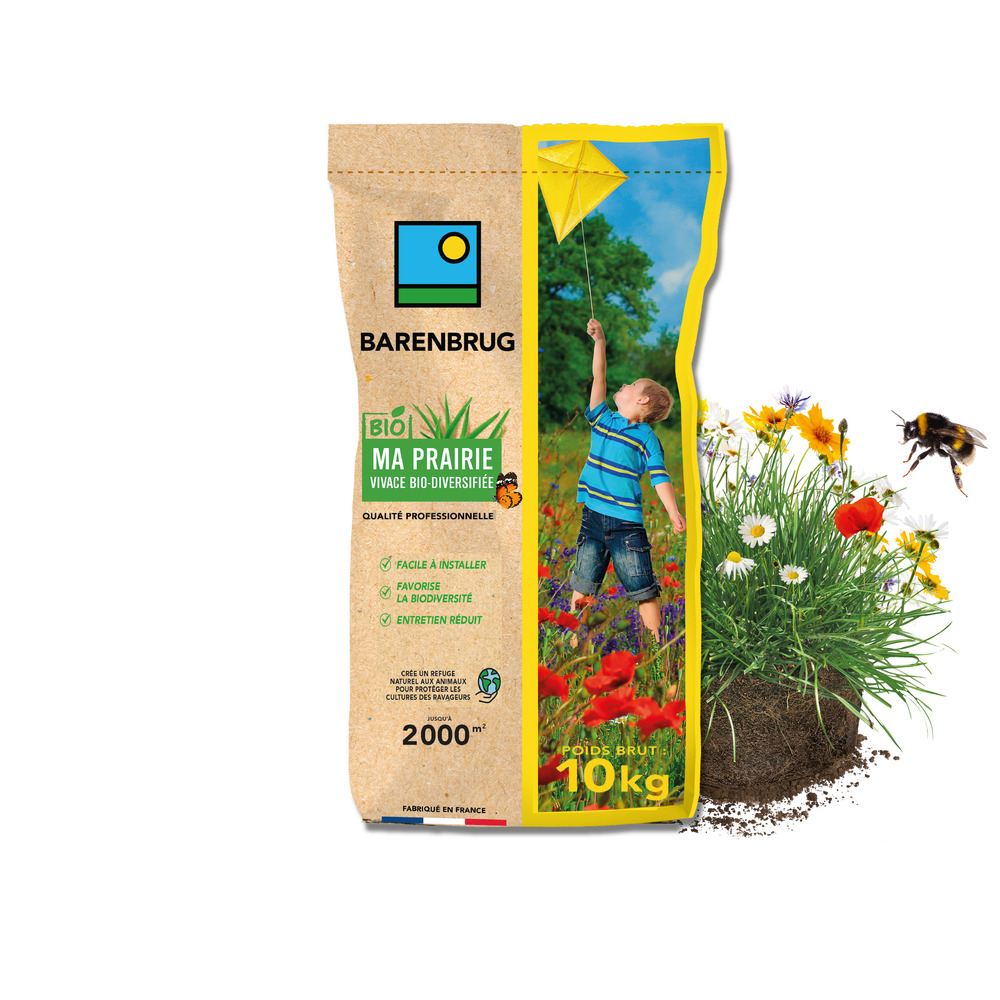 Barenbrug - prairie vivace - facile à installer - entretien réduit - refuge naturel animaux - 10kg