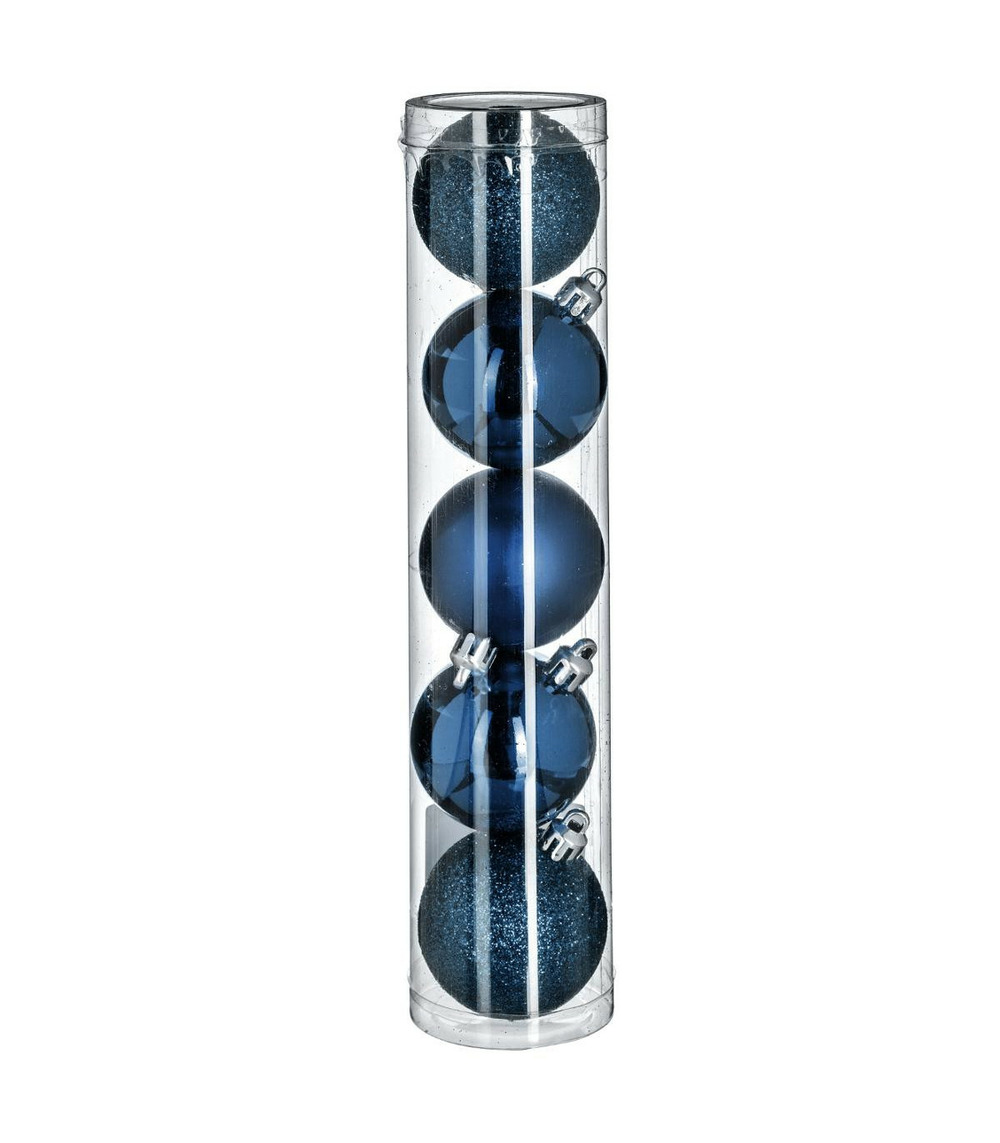 Déco de sapin lot de 5 boules de noël d 5 cm - bleu nuit