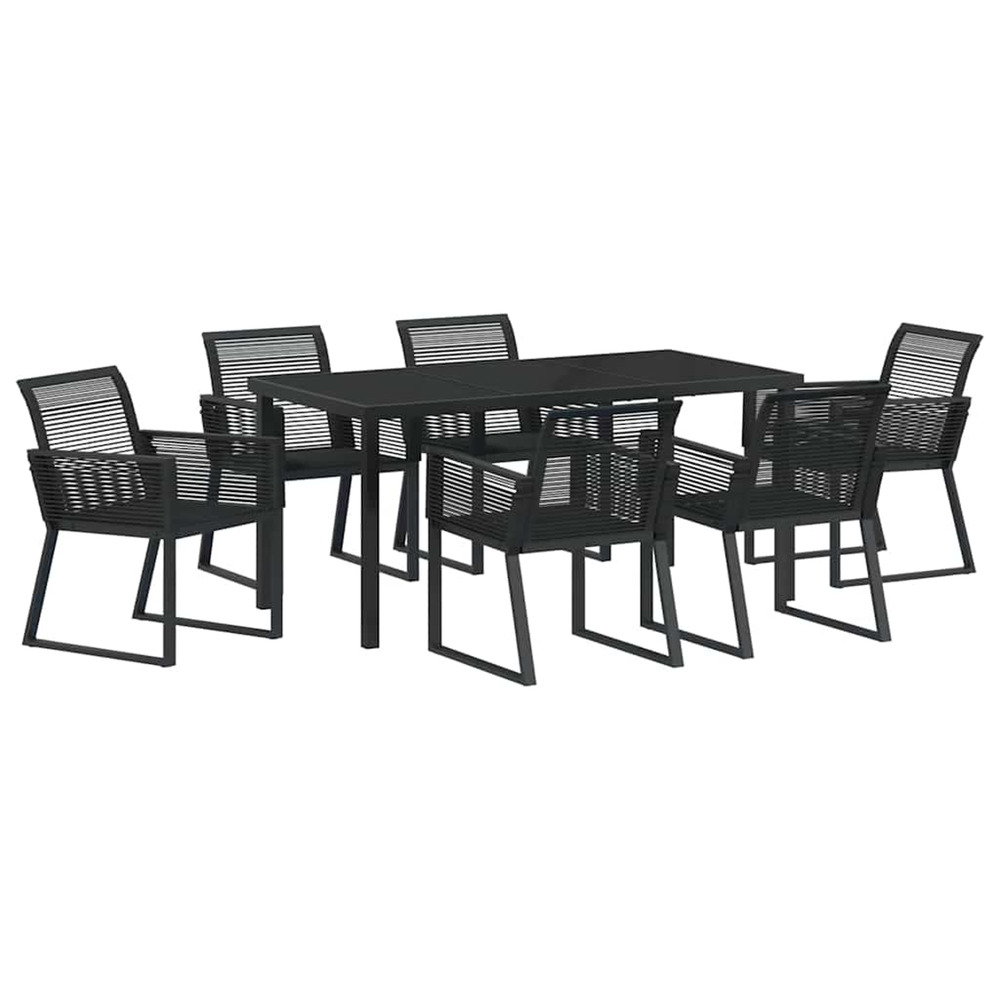Ensemble de salle à manger pour jardin 7 pcs noir
