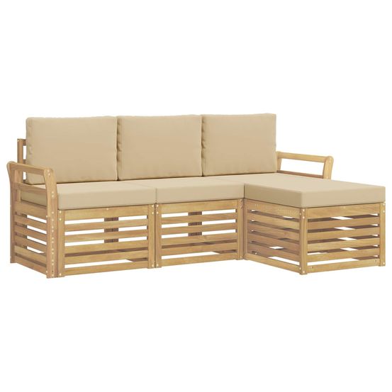 Ensemble de canapés d'extérieur 4 pc blanc et beige polyester