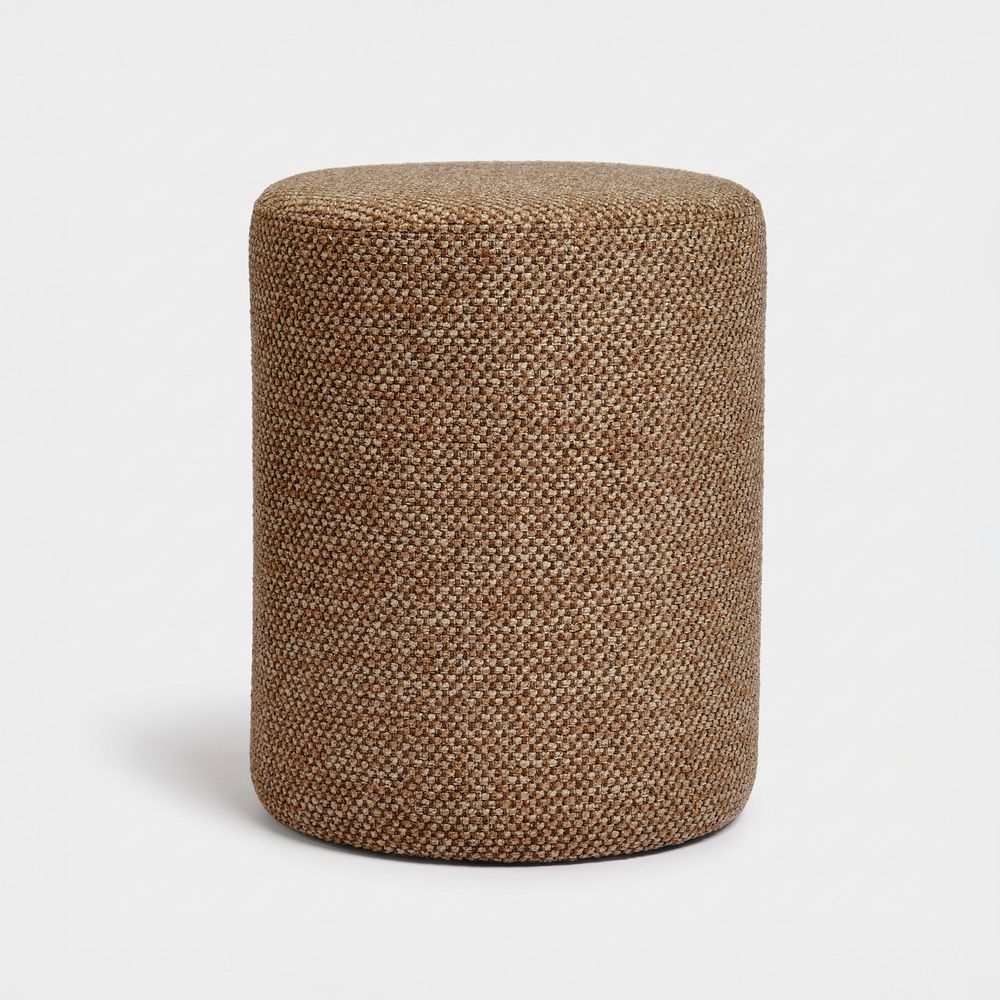 Lily-pouf rond en tissu texturé marron