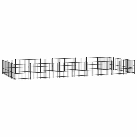 Chenil cage enclos pac animaux d'extérieur pour chiens acier 33,87 m² noir