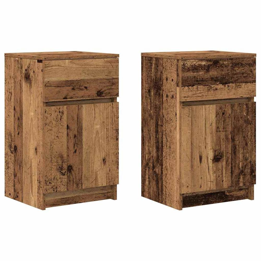 Tables de chevet 2 pcs vieux bois 39x35x65 cm bois d'ingénierie