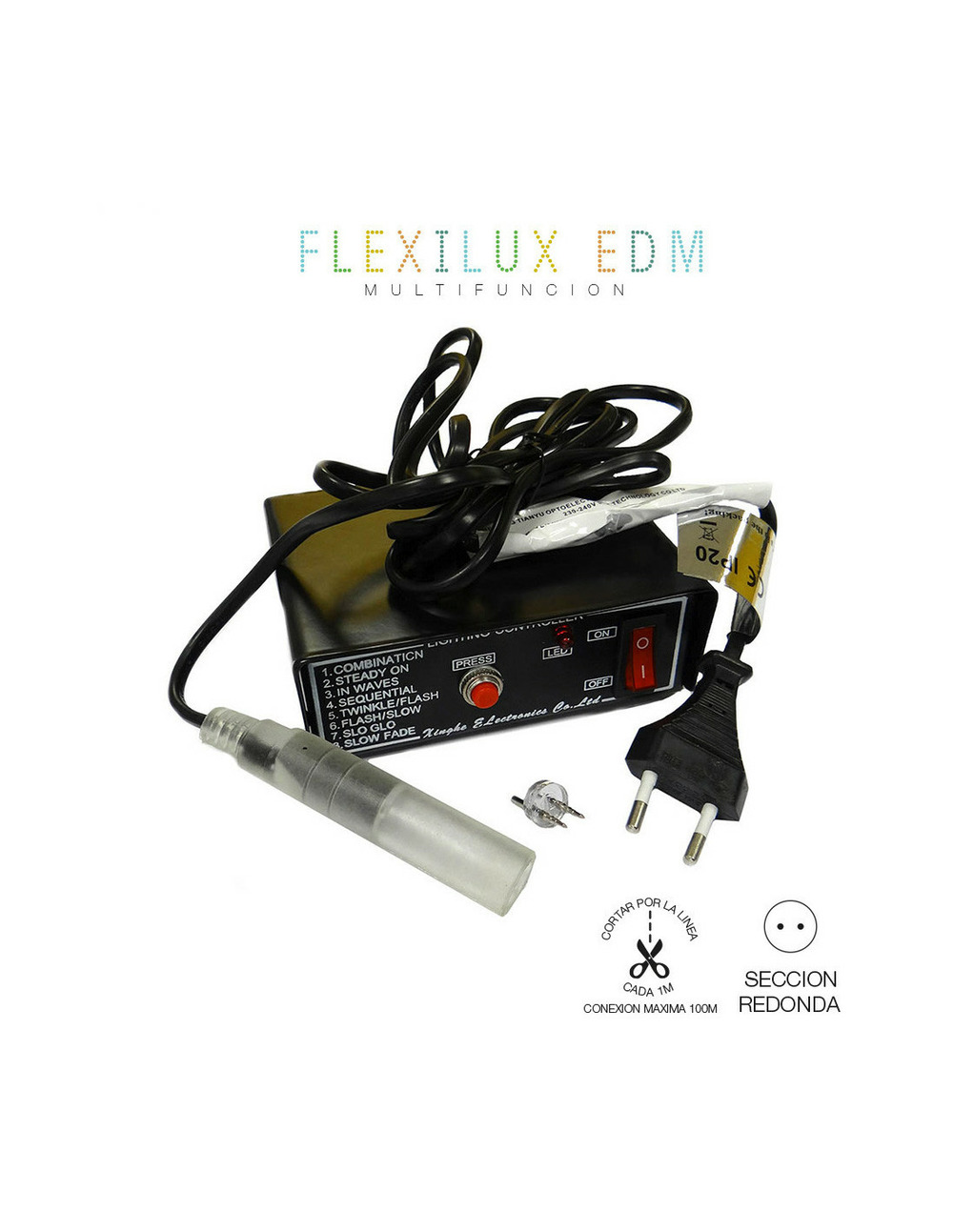 Programmeur tube flexilux 2 voies 100m (ip44 intérieur - extérieur) edm