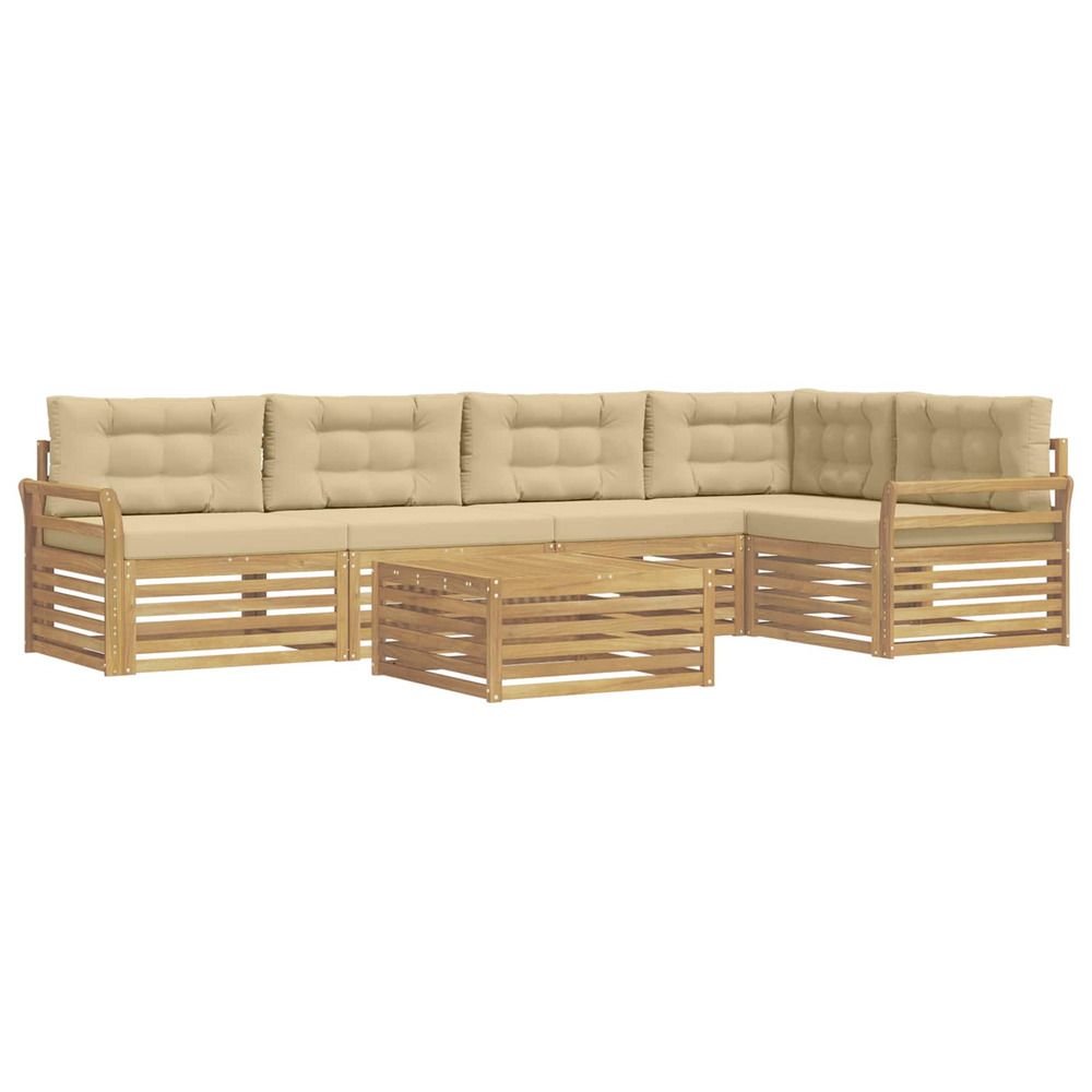 Ensemble de canapés d'extérieur 6 pc blanc et beige polyester