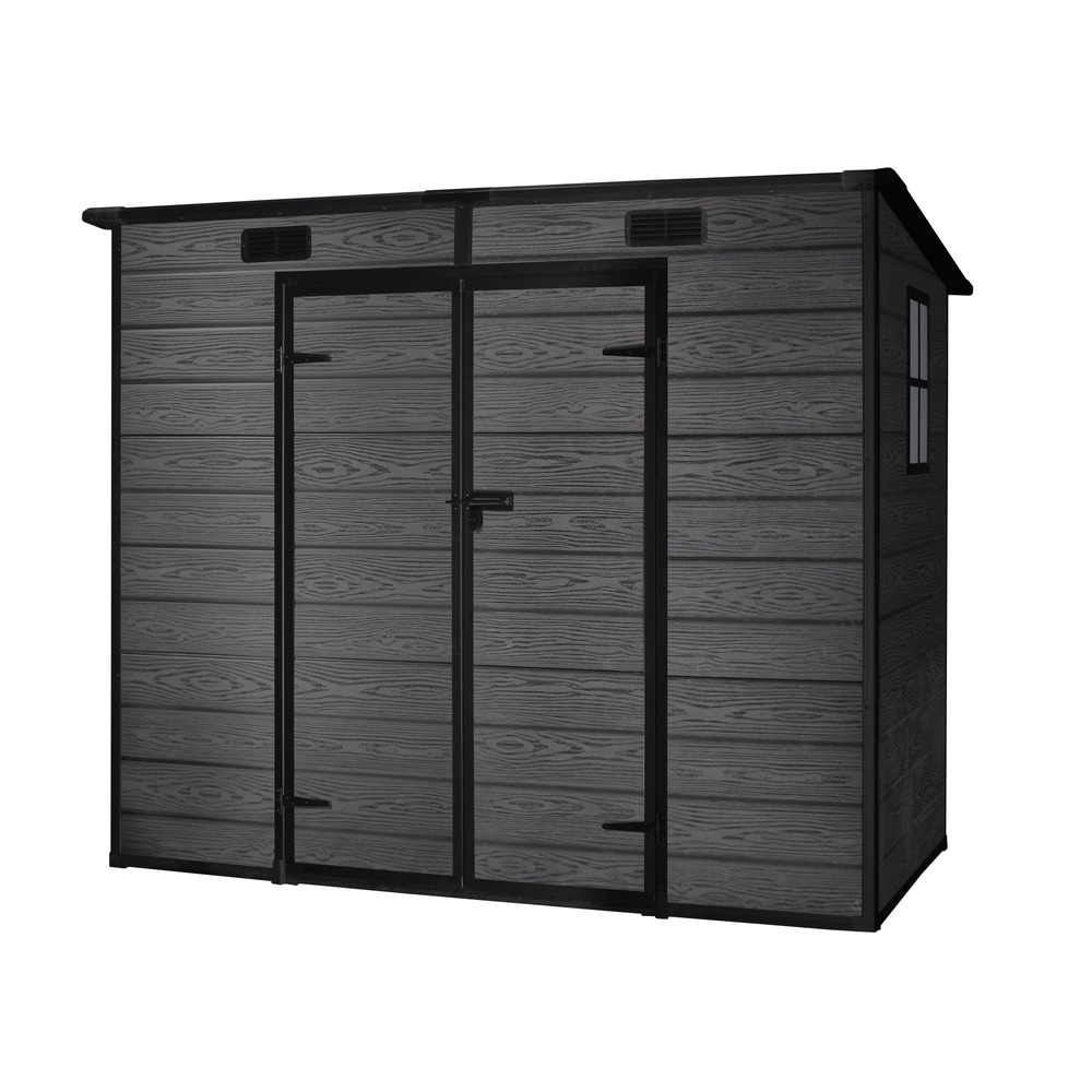 Abri résine noir 2,9m² unité - 158x158x196cm - abri de jardin extérieur - double porte abattante - fenêtre avec lumière naturelle