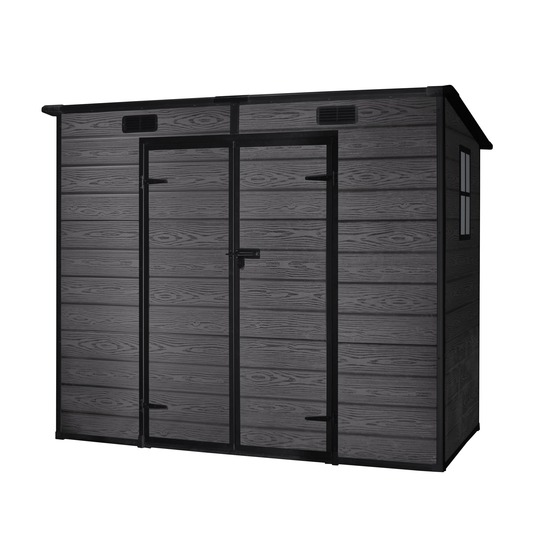 Abri résine noir 2,9m² unité - 158x158x196cm - abri de jardin extérieur - double porte abattante - fenêtre avec lumière naturelle