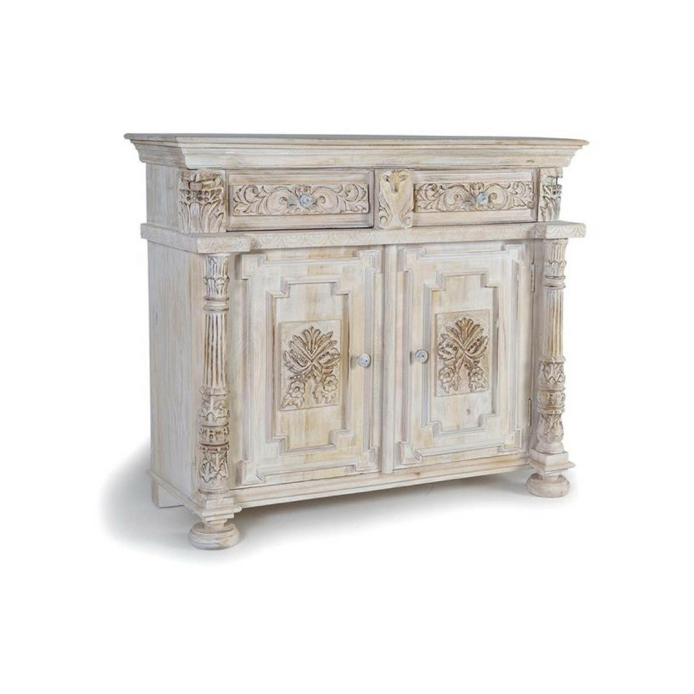 Buffet 2 tiroirs bois blanc - norélie décoration d'autrefois