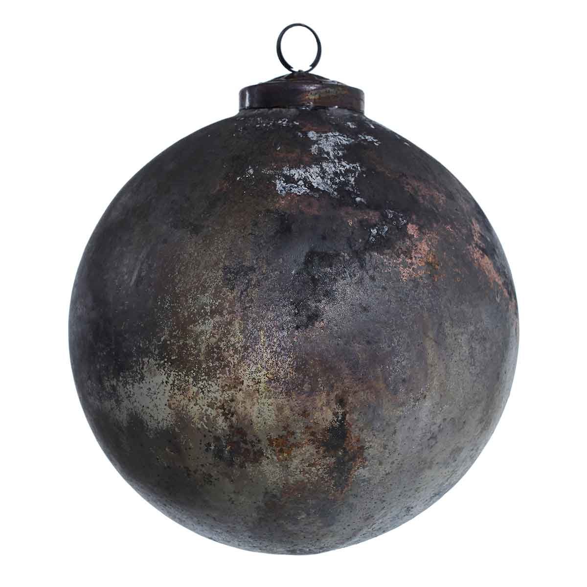 Ptmd boule de noël eward - 15x15x16 cm - verre - gris