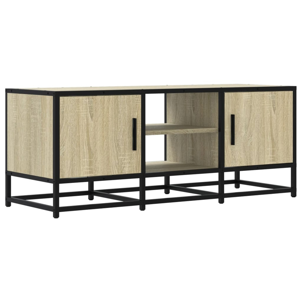 Meuble tv chêne sonoma 100x35x41 cm bois d'ingénierie et métal