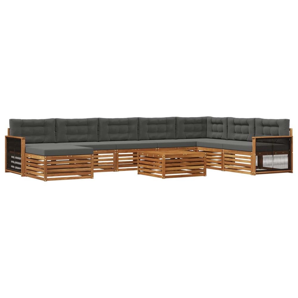 Ensemble de canapés d'extérieur 9 pc naturel et anthracite