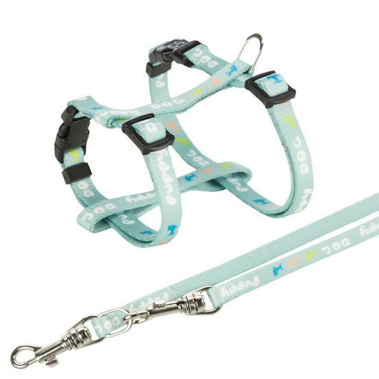 Harnais junior 23-34 cm/8 mm avec laisse vert pour chiot