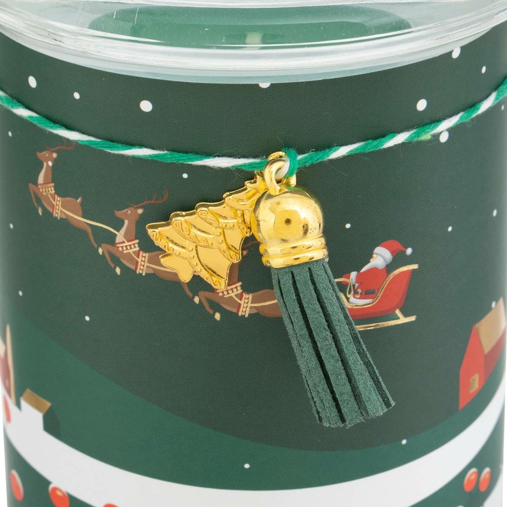 Bougie parfumée imprimée 265g pot verre assorti