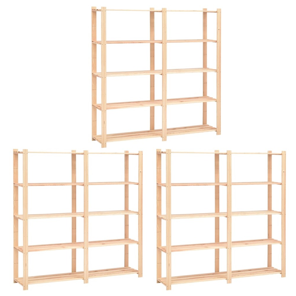 Étagères de rangement à 5 niveaux 3pcs 170x38x170 cm pin 500 kg