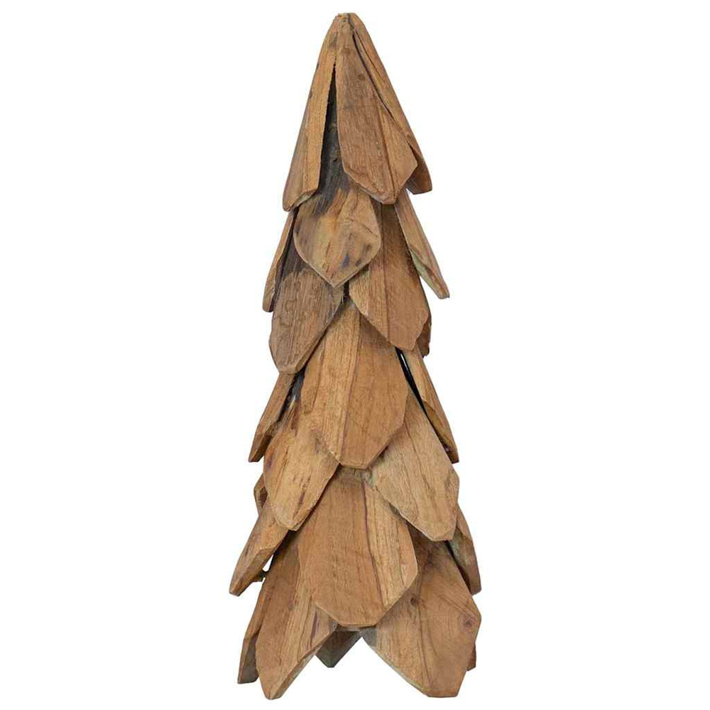 Sapin de noël avec support marron 50 cm bois de teck solide