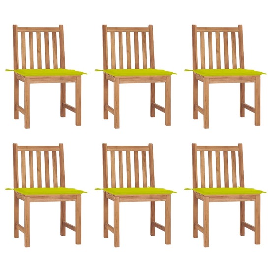 Chaises de jardin lot de 6 avec coussins bois de teck massif