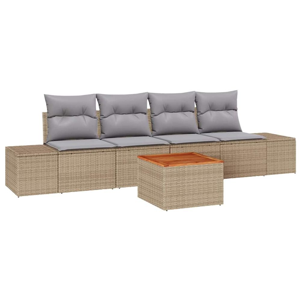 Ensemble de canapé de jardin 5 pc beige et gris clair polyrotin