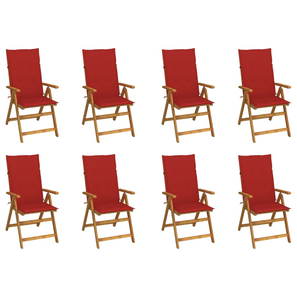 Chaises pliables de jardin avec coussins lot de 8 bois d'acacia