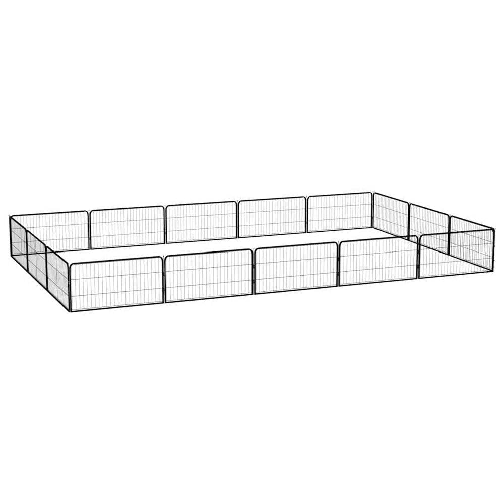 Parc chien 16 panneaux acier modulable pour jardin extérieur noir 100x50cm