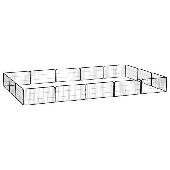 Parc chien 16 panneaux acier modulable pour jardin extérieur noir 100x50cm