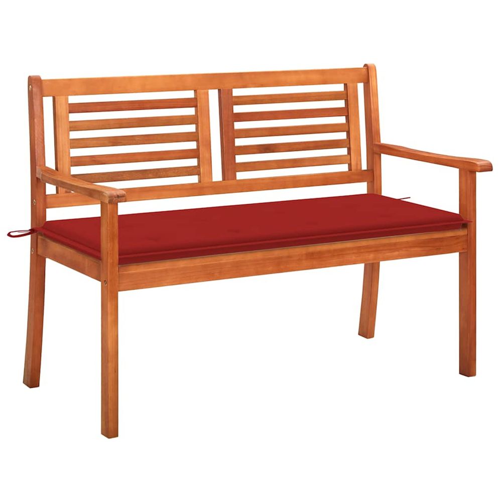 Banc de jardin 2 places avec coussin 120 cm bois d'eucalyptus