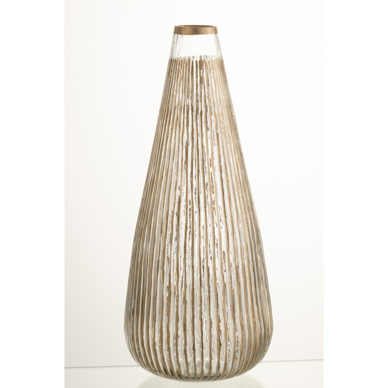 Vase ovale lignes en verre transparent 18x18x43.5 cm