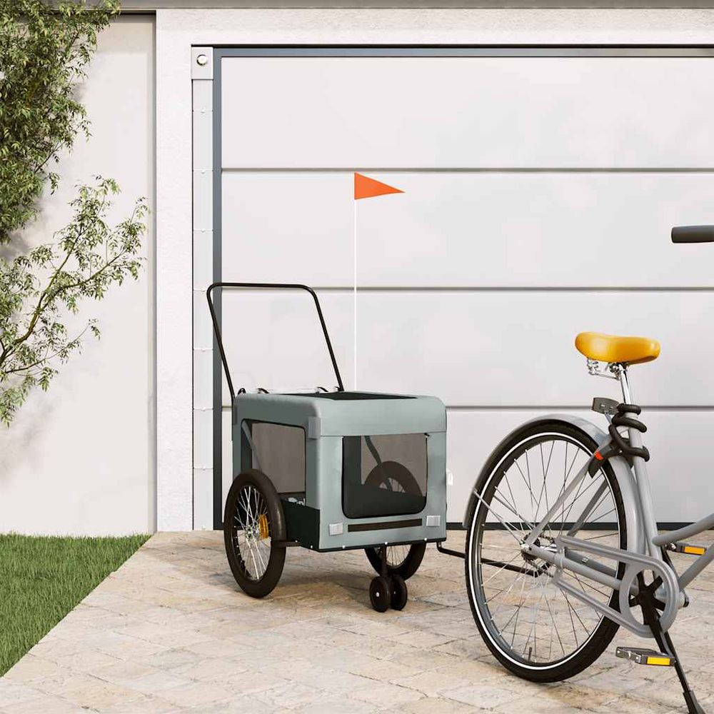 Remorque vélo chien 45kg poussette 2-en-1 pour voyage gris