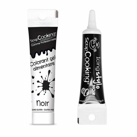 Gel colorant alimentaire noir 20 g + stylo glaçage noir