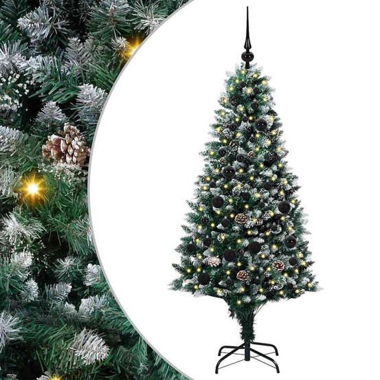 Sapin de noël artificiel vert 150 cm pvc, acier et plastique