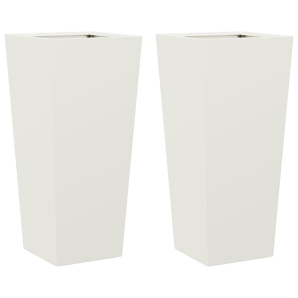 Jardinière bac lit surélevé plantes fleurs jardin terrasses lot de 2 35 x 35 x 75 cm acier blanc