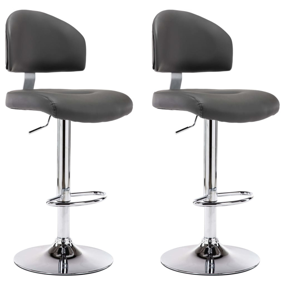 Tabourets de bar lot de 2 gris similicuir