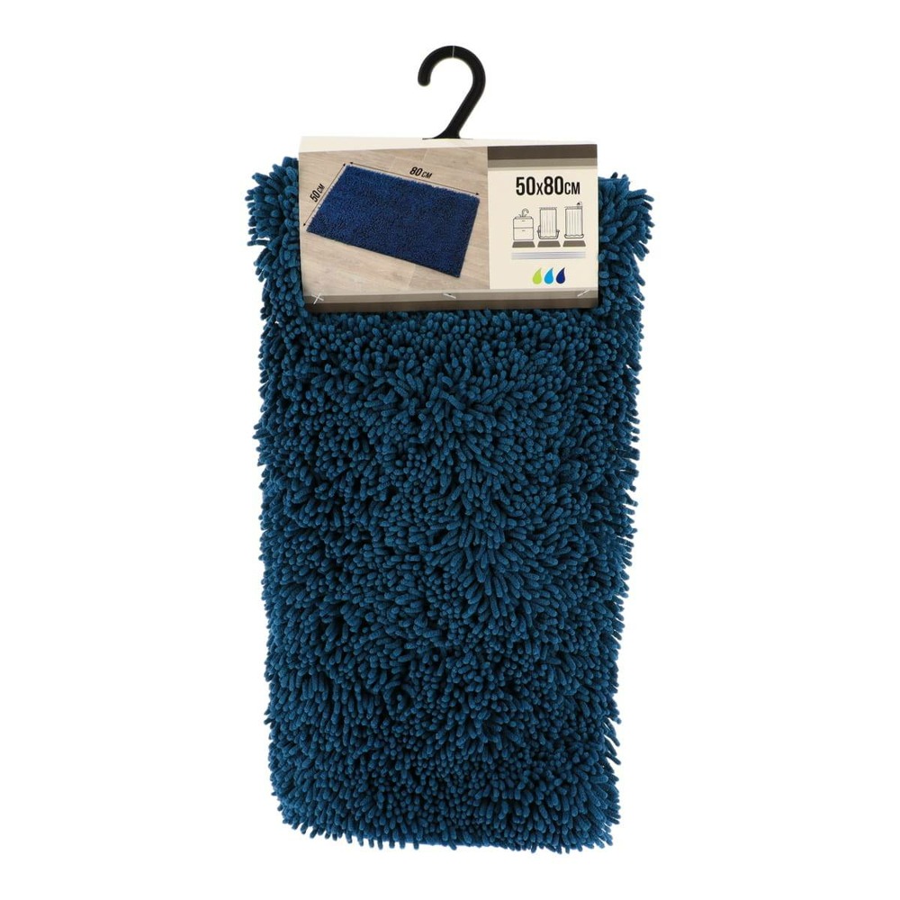 Tapis microfibre petite chenille 50x80 cm - bleu paon
